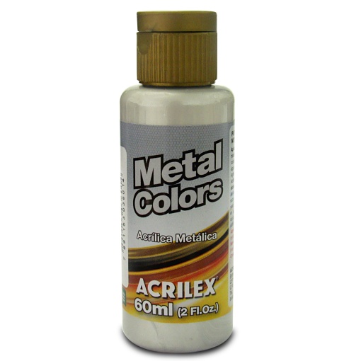 Tinta Acrílica Metalizada ACRILEX Metal COLORS Prateada 533 60ml