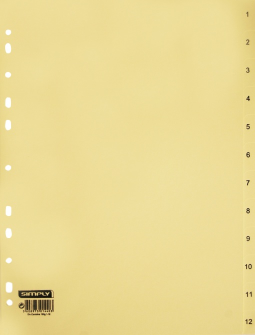 Separador Cartolina A4 Numérico 1-12 SIMPLY Creme