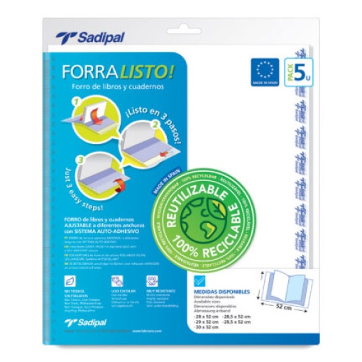 Capa Forra Livros Adesiva Ajustável SADIPAL 30x52cm 80 Microns com 5
