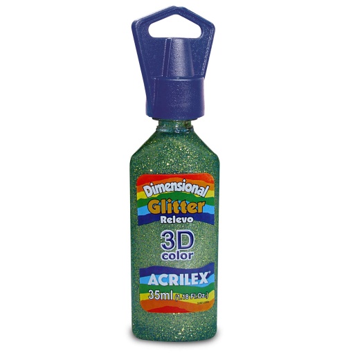 Tinta Dimensional Glitter ACRILEX Relevo 3D Verde Cítrico 217 35ml