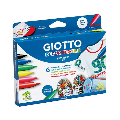 GIOTTO Decor fabric marker set, 6 colors.