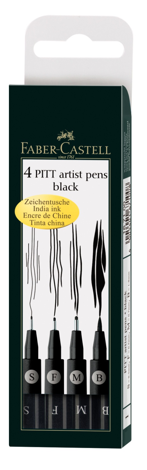 Marcador FABER-CASTELL Pitt Artist Pen (4 unidades) S/f/m/b preto