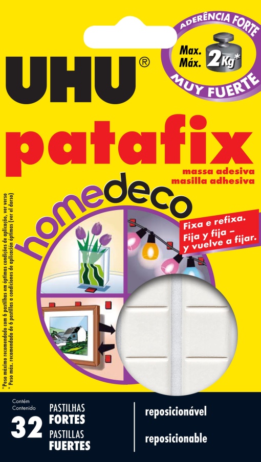 Pastilhas Bi-adesivas Removíveis UHU Patafix Homedeco (32 unidades)