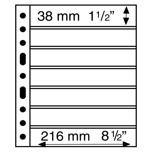 Bolsa de filatelia A4 7 divisórias LEUCHTTURM grande 7s 216x38cm preto - 5 unidades