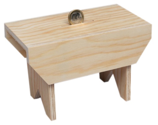 Banco mealheiro de madeira 17,5x9,5x11,5cm