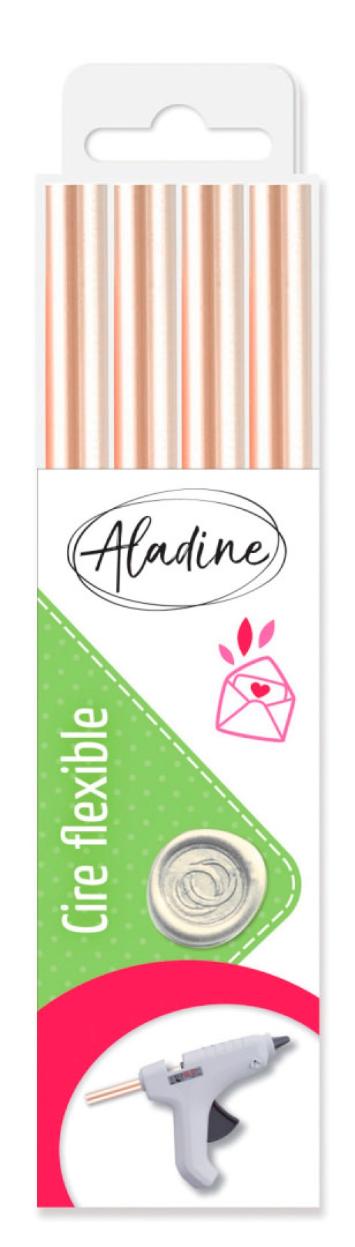 Lacre para Pistola Branco Nacarado 1,2x18cm com 4 ALADINE