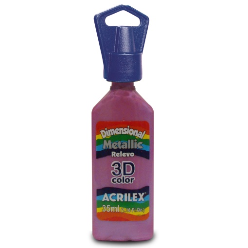 Tinta Dimensional Metallic ACRILEX Relevo 3D Rosa 844 35ml