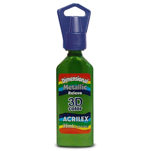 Tinta Dimensional Metallic ACRILEX Relevo 3D Verde Kiwi 873 35ml
