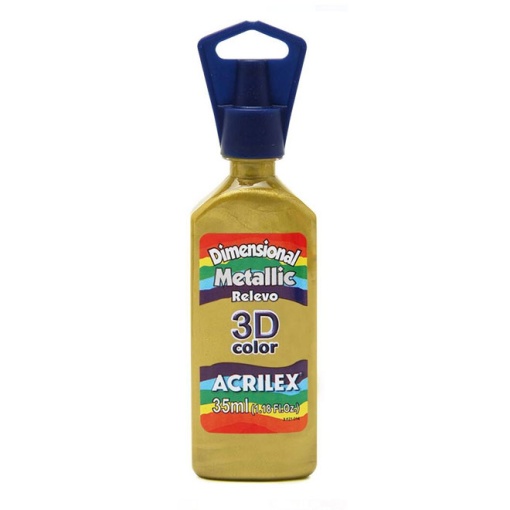 Tinta Dimensional Metallic ACRILEX Relevo 3D Dourado Solar 598 35ml