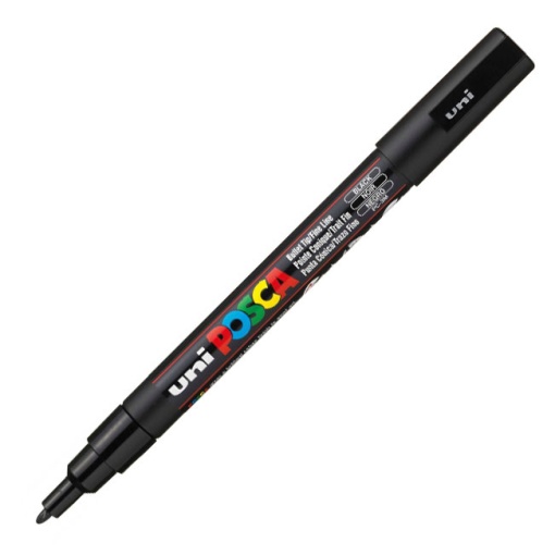 Marcador UNI Posca Pc-3m fino 0,9-1,3mm preto 24