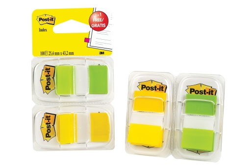 Index POST-IT 25,4x43mm amarelo/verde com 2x50 folhas