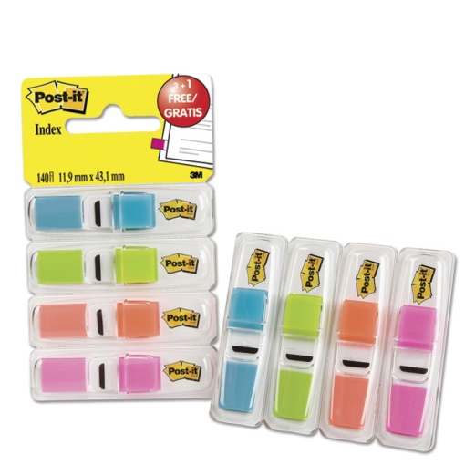 Index POST-IT 11,9x43mm 3+1 cores com 140 folhas