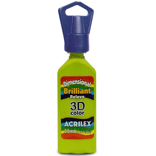 Tinta Dimensional Brilhante ACRILEX Relevo 3D Verde Maçã 802 35ml