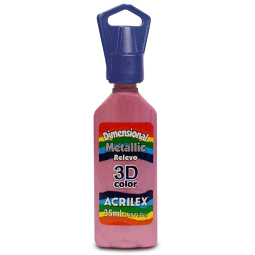 Tinta Dimensional Metallic ACRILEX Relevo 3D Rosa 554 35ml