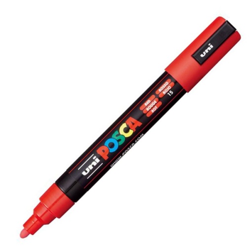 Marcador UNI Posca Pc-5m médio 1,8-2,5mm vermelho 15