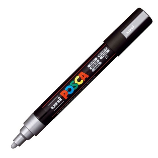 Marcador UNI Posca Pc-5m médio 1,8-2,5mm prateado 26