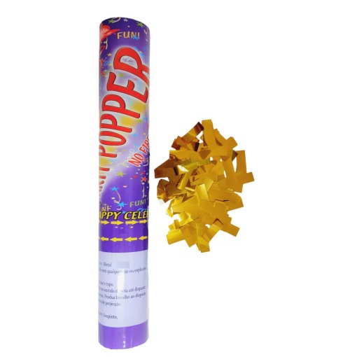 Tubo de Confetis Dourados 60cm