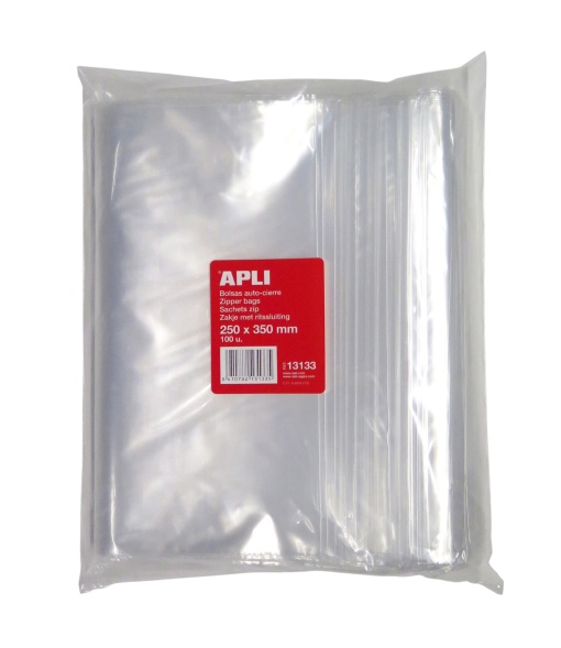 Saco Transparente APLI com Zip 25x35 com 100