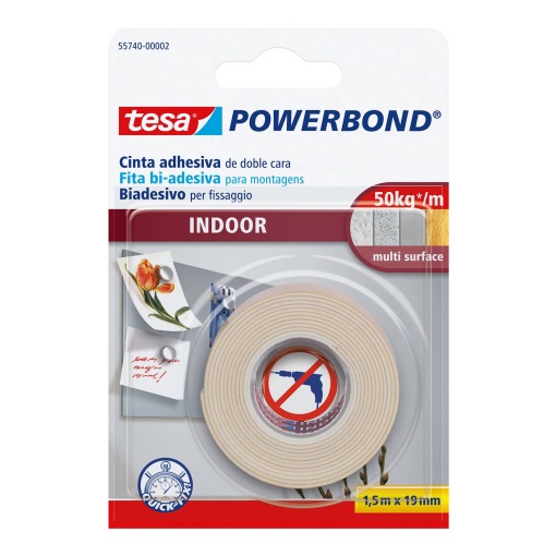 Fita Bi-adesiva 1,5mx19mm Extra Forte Uso Interior TESA POWERBOND 55740