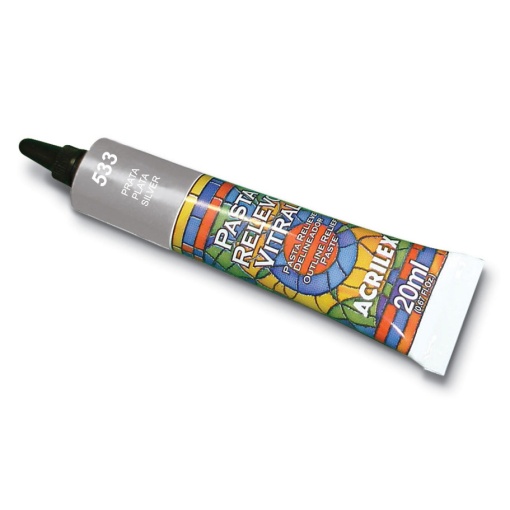 Tinta Vitral de Contorno ACRILEX Relevo Prateada 533 20ml