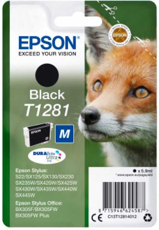 Tinteiro EPSON T1281 Preto S22/SX420/425