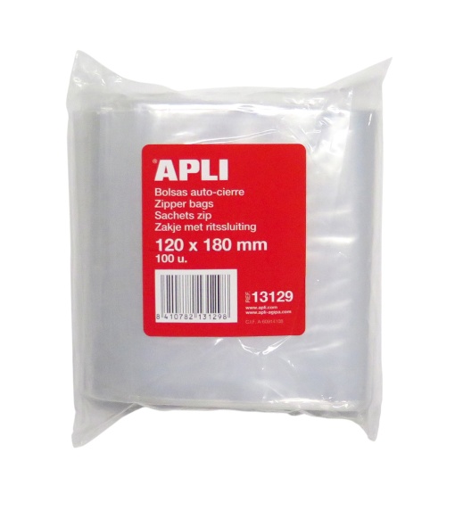 Saco Transparente APLI com Zip 12x18 com 100