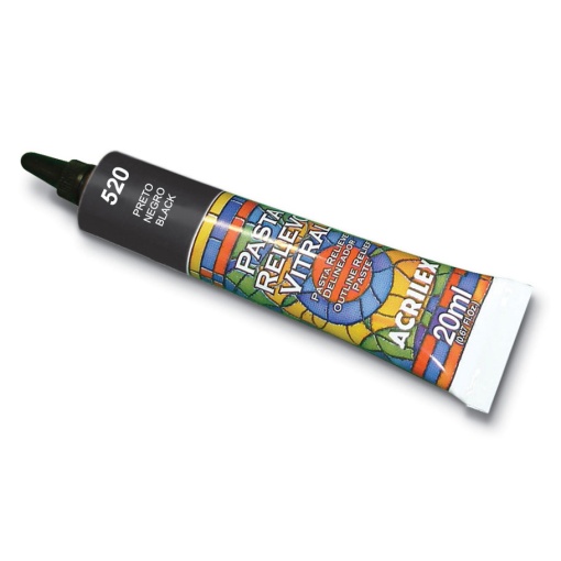 Tinta Vitral de Contorno ACRILEX Relevo Preto 520 20ml