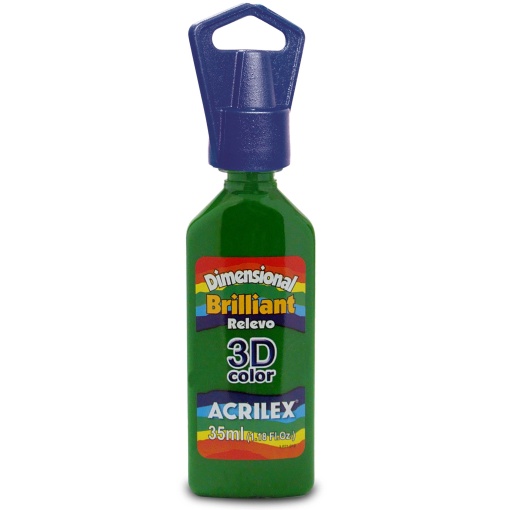 Tinta Dimensional Brilhante ACRILEX Relevo 3D Verde Musgo 513 35ml