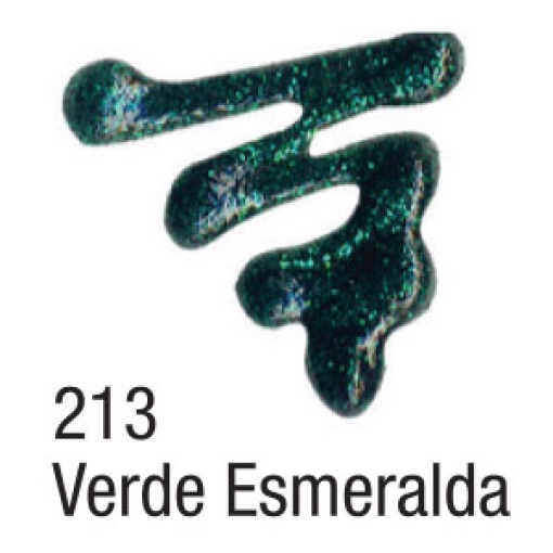 Tinta dimensional glitter ACRILEX relevo 3D verde esmeralda 213 35 ml
