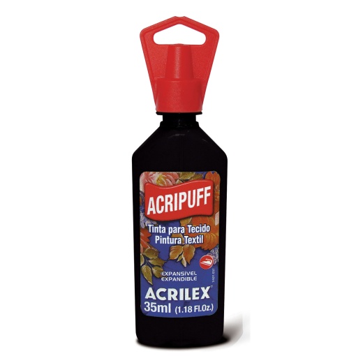 Tinta para Tecido Expansível ACRILEX Acripuff Preto 520 35ml