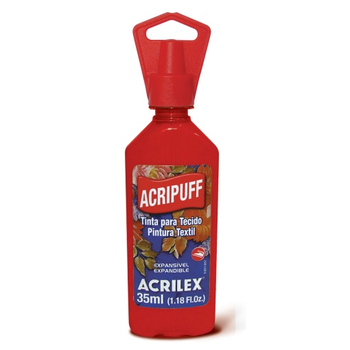 Tinta para Tecido Expansível ACRILEX Acripuff Vermelho Fogo 507 35ml