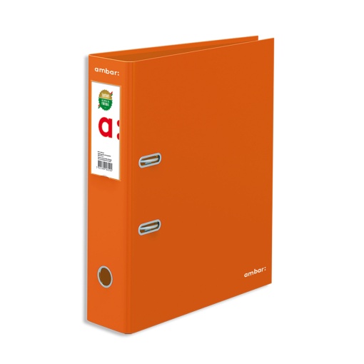 Pasta de Arquivo AMBAR IDEAS Lisa A4 Comercial lombada de 80mm 2 Argolas Laranja