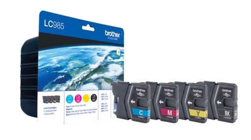 Tinteiro BROTHER LC985 VALBP Pack 4 Cores DCPJ125/265/410/315