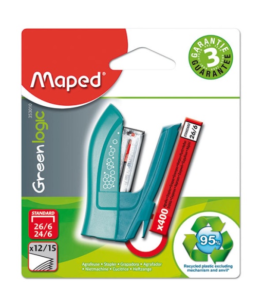 Agrafador MAPED Greenlogic 24/6 26/6 15 folhas Sortido