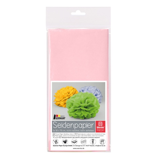 Papel Seda WEROLA 20g Rosa 08 50x70cm 5 unidades