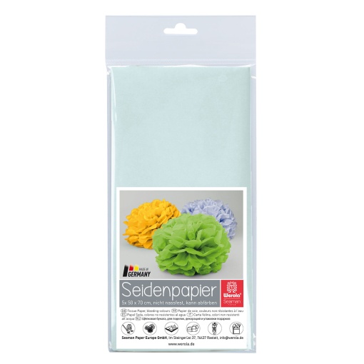 Papel Seda WEROLA 20g Verde Menta 10 50x70cm 5 unidades