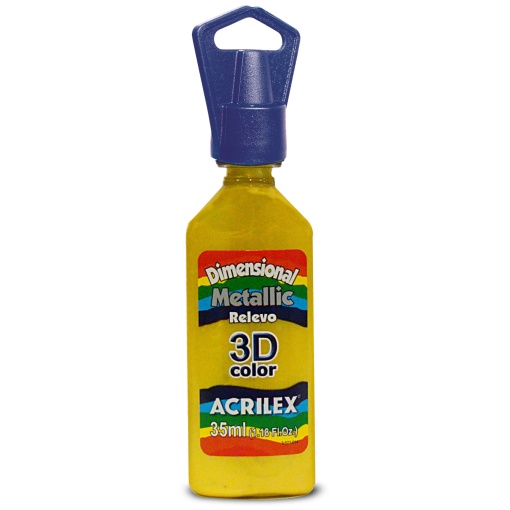 Tinta Dimensional Metallic ACRILEX Relevo 3D Amarelo 553 35ml