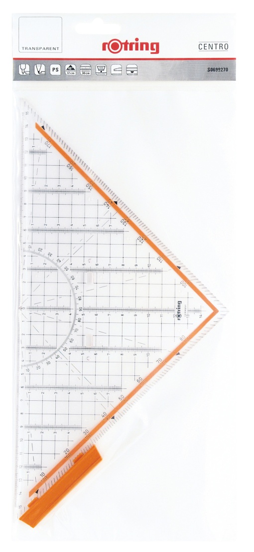 Esquadro Geométrico ROTRING Centro 45°/32cm com Pega