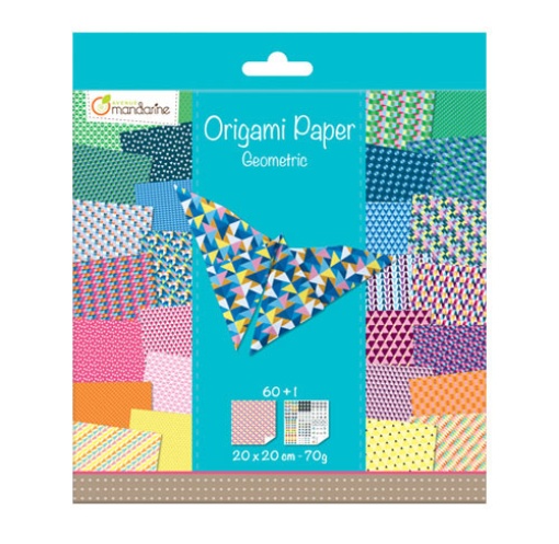 Papel Origami Avenue MANDARINE 30 Padrões Geométricos 20x20cm 60 folhas
