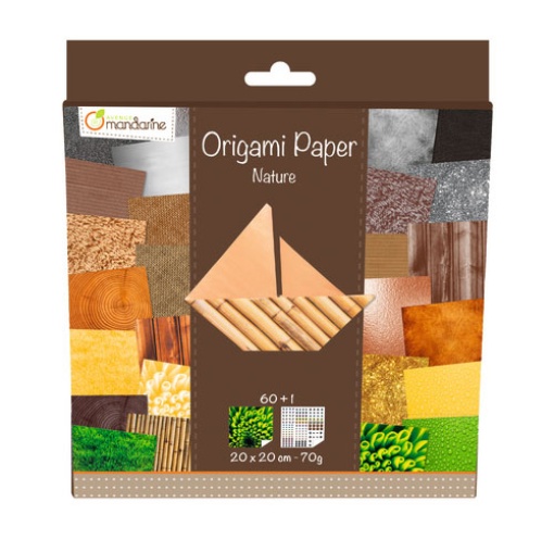 Papel Origami Avenue MANDARINE 30 Padrões Natureza 20x20cm 60 folhas