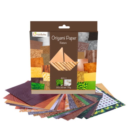 Papel Origami Avenue MANDARINE 30 Padrões Natureza 20x20cm 60 folhas