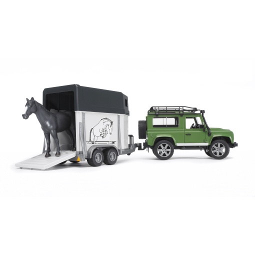 Carro Land Rover Defender Station Wagon com Reboque de Cavalos BRUDER