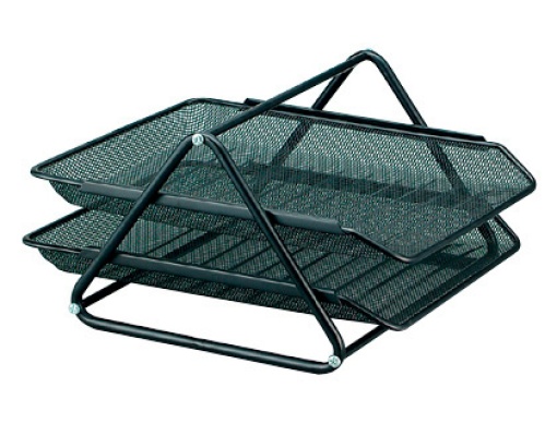 Tabuleiro de Secretária Rede Metal 2 Gavetas Preto