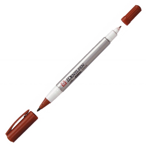 Marcador SAKURA Identi-pen 441 2 pontas 0,4mm+1mm castanho 12