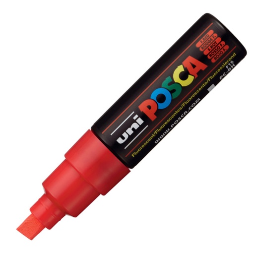 Marcador UNI Posca Pc-8k grosso 8mm vermelho fluorescente
