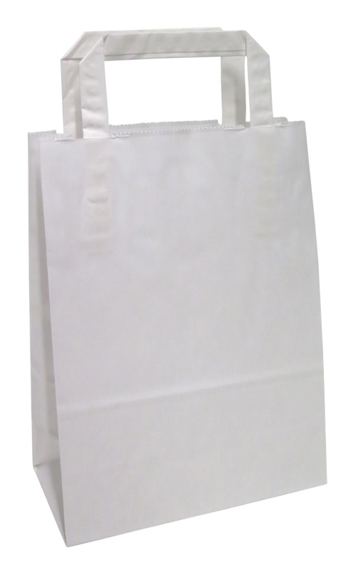 Saco de Papel Asa Plana 30 Kraft Branco 18x8x24cm