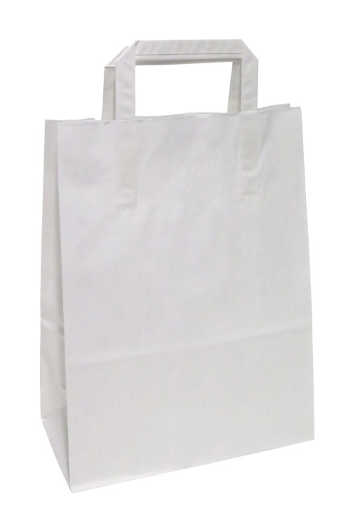 Saco de Papel Asa Plana 30 Kraft Branco 22x10x29cm
