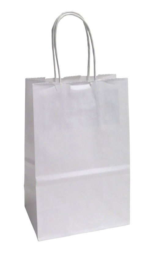 Saco de Papel Asa Torcida 35 Kraft Branco 14x8,5x21,5cm