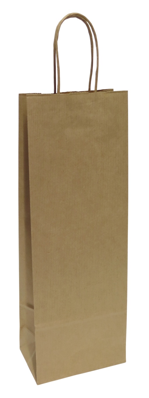 Saco de papel asa torcida para 1 garrafa kraft castanho 36 14x8,5x39,5cm