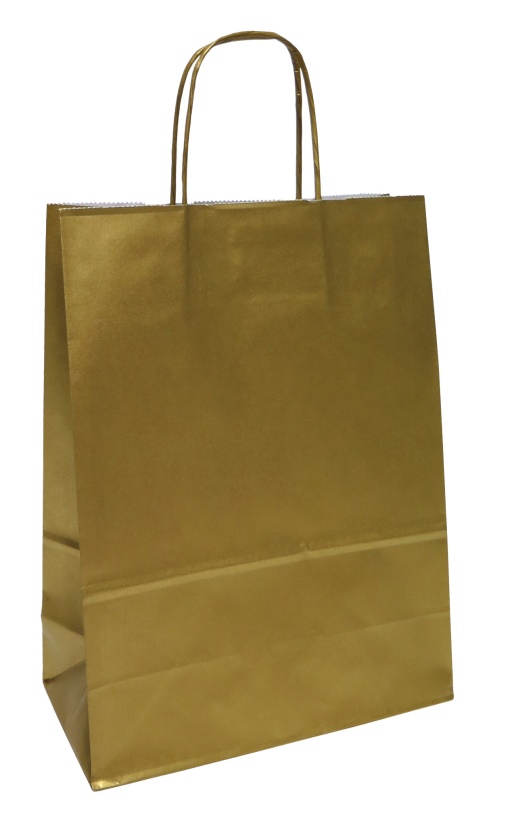 Saco de Papel Asa Torcida 122 Ouro 22x10x29cm